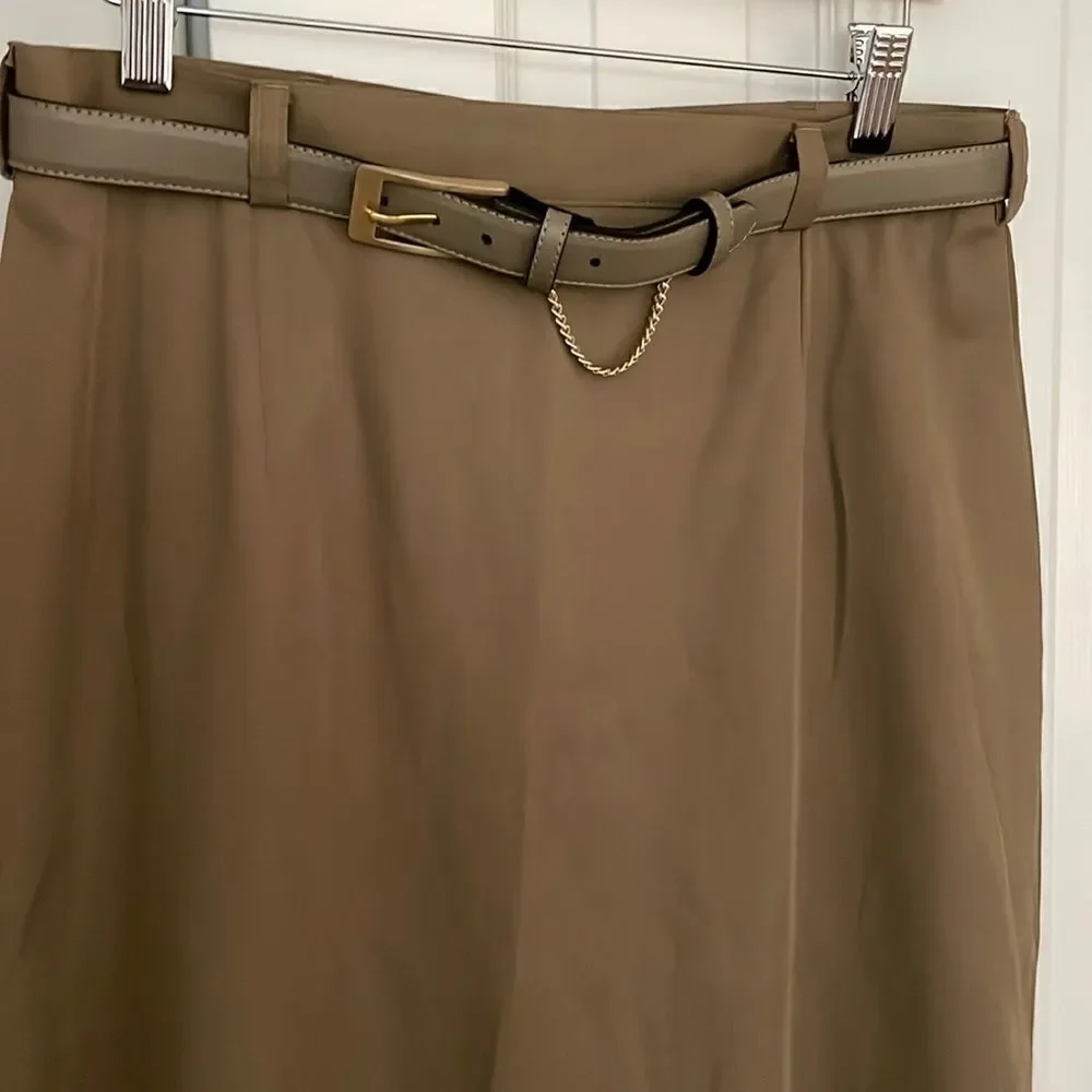 Lucia Olive Green Pencil Skirt with Belt - Picture 4 of 4